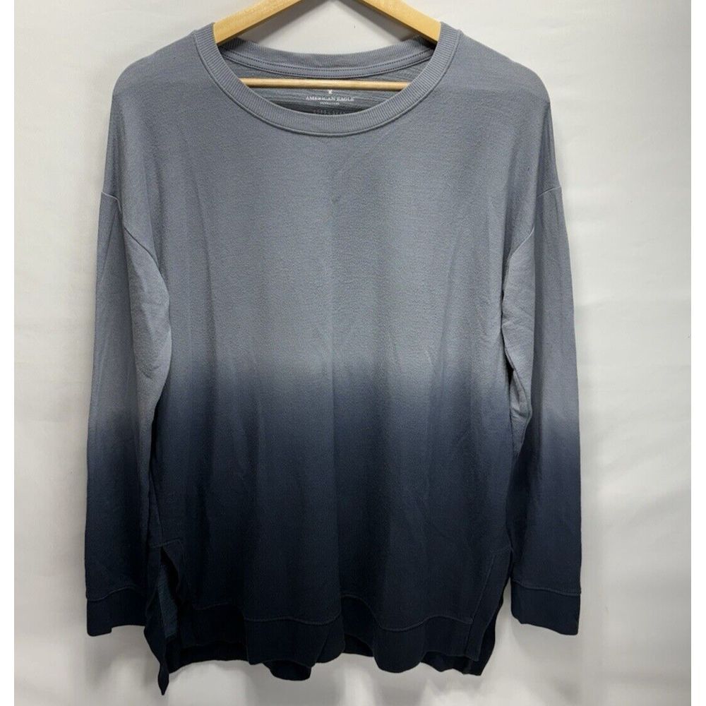 American Eagle Outfitters Gray Ombre Long Sleeve Sweatshirt T